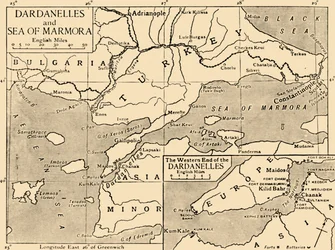 ダーダネルスとマルマラ海の地図、1914年、1920年。