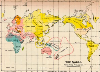 メルカトル図法に関する世界地図、1902