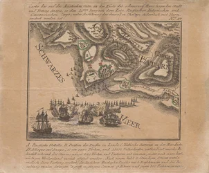 1791年6月に黒海でロシア軍が海の要塞アナパを占領した地図.