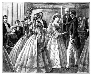 1862年7月1日、19世紀後半のヘッセン大公アリス王女とルートヴィヒ4世の結婚