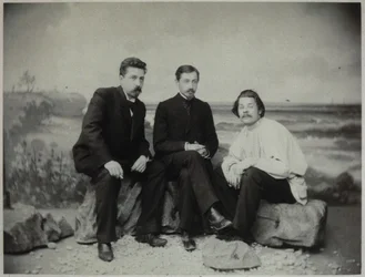 Maxim Gorky、Ivan BuninおよびNikolai Teleshov、1900