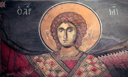 Mickael Archangel Panagia tou Arakos教会のビザンチン様式のフレスコ画 12世紀 キプロス 塗装された教会 ユネスコのサイト トロードス、キプロス