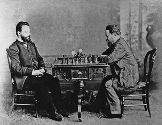 1880年、1880年にハバナでミハイルシゴリン1850-1908とウィリアムシュタイニッツ1836-1900