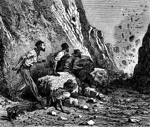鉱夫の爆破、1879年。