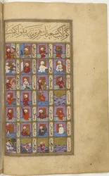 Seyyid Mohammed ibn Emir HasanによるMatâlial-saâdetのミニチュア、左側、1582