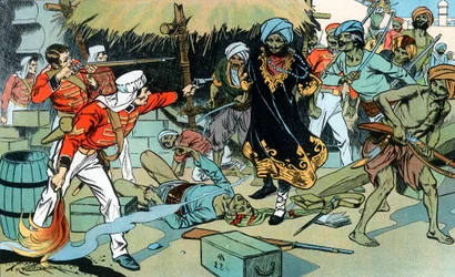 1857年5月11日、インドの反乱、デリーで雑誌を攻撃する反逆者たちc1900