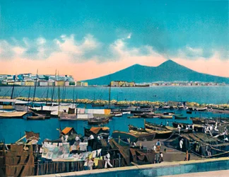ナポリ-Mergellina Con Vesuvio、Mergellina With Vesuvius、c1900。