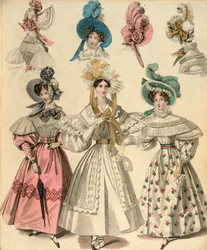 最新のロンドンとパリのファッション、c1830-c1840