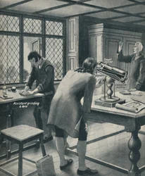 ニュートンは新しい望遠鏡、c1934を発明します
