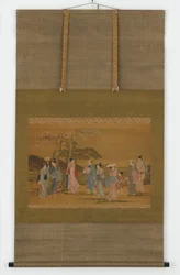 桜を見に出かける九人、江戸時代、1615-1868.