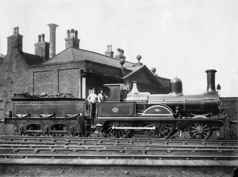 ノーススタッフォードシャー鉄道蒸気機関車14号とその入札c1875