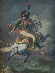 Mounted Chasseurs Chargingの役員。インペリアルガード、c1812、1896年。