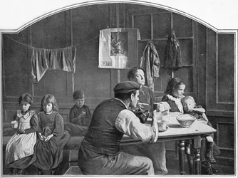 ロンドン、スラムランドの古い部屋c1900 1901