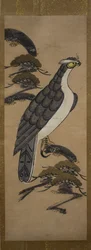 松に隼の乙絵、18世紀。