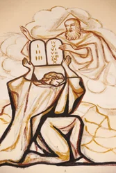 ロメ大聖堂の絵画：モーゼと律法の台（トーゴ、ロメ