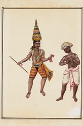 男性の寺院のダンサーのペア、1820-1825