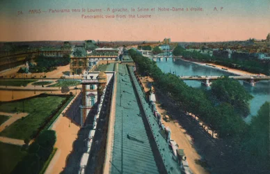 ルーブル美術館、パリ、c1920に向かってのパノラマビュー