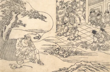 呂青年の物語のパロディ: 夢見る漁師、ca. 1700年。