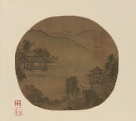 渓流沿いのパビリオン、明王朝、16 ～ 17 世紀。