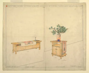 ピアノベンチとタボレット、ヘンリー・J・アレン邸、ウィチタ、KA、1917年