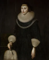 ファンを持つ女性の肖像、1600-1650。