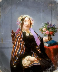 女性の肖像、手彩色のアンブロタイプ、1860年頃