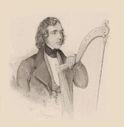 ハープ奏者で作曲家のエリアス パリッシュ アルヴァース 1808 ～ 1849 年、1830 年の肖像。