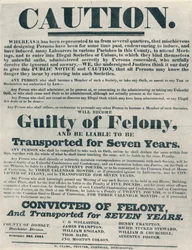 違法な宣誓の有罪を警告するポスターは強制送還の責任がありました、1834、1934。