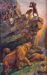 大洞窟のクマを襲った先史時代の男性、1907年