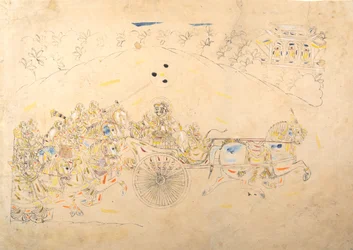 マン・シンと彼のハーレムの肖像画のための準備研究、1810-15。