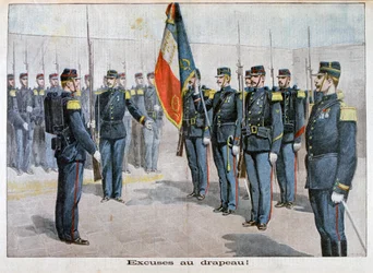 旗に言い訳を提示、トゥーロン、フランス、1898