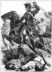 剣を引いたプロイセンフサール、日仏戦争1870-1871