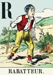 R : ラバトラー - 狩猟用アルファベット, 1890年頃（彫刻