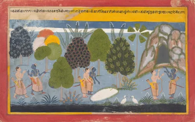 ラーマとラクシュマナで無駄にシータを検索：イラスト付きのフォリオ...、ca。 1680-90。