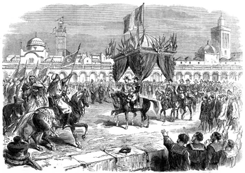 アルジェでの岸壁でのフランス皇帝のレセプション、1865