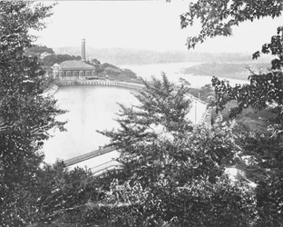 貯水池、エデンパーク、シンシナティ、オハイオ州、米国、c1900。