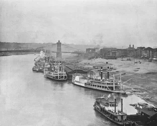 リバーフロント、シンシナティ、オハイオ、米国、c1900。