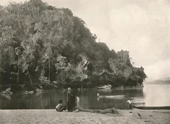 River Scene-Bhamo近くの2番目の汚点、1900年。