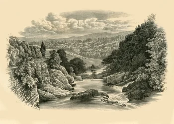 Pont-Y-Cyffing、c1890の川の情景。