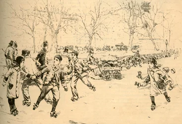 1881年、ニューヨークのマディソンスクエアでのローラースケート。