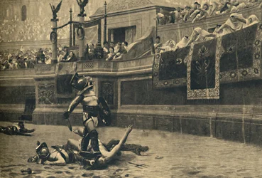 ローマ-コロシアム-剣闘士の戦い、1910年
