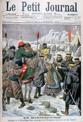 1904年に日本人が満州に引き渡された満州人によって囚人を捕らえたロシアの看護師