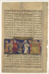 Kabul から kayee Khusrau に hoge を支払うための Rustum ケース、Shahnama からのフォリオ...、ka.1330-40。
