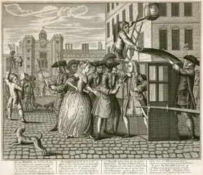 1740 年、ロンドンのセント ジェームズ宮殿を描いた風刺的な版画