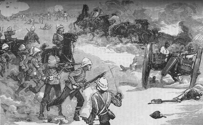 カサシンの第2の戦い9月9日：Royyal海兵隊による2つのクルップ銃の捕獲、c1882
