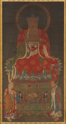 Shakyamuni Triad：ManjushriとSamantabhadraが参加した仏、1300年代。