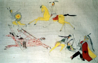 戦闘中のスー族の戦士、c1890