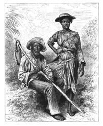 ヘビ捕手と木炭少女、マルティニーク、c1890