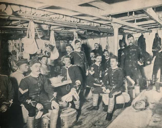 輸送の小屋の兵士、c1900。