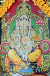 Sri Thenday Yutthapani Temple.ガネーシャ。絵画。ホーチミン市。ベトナム